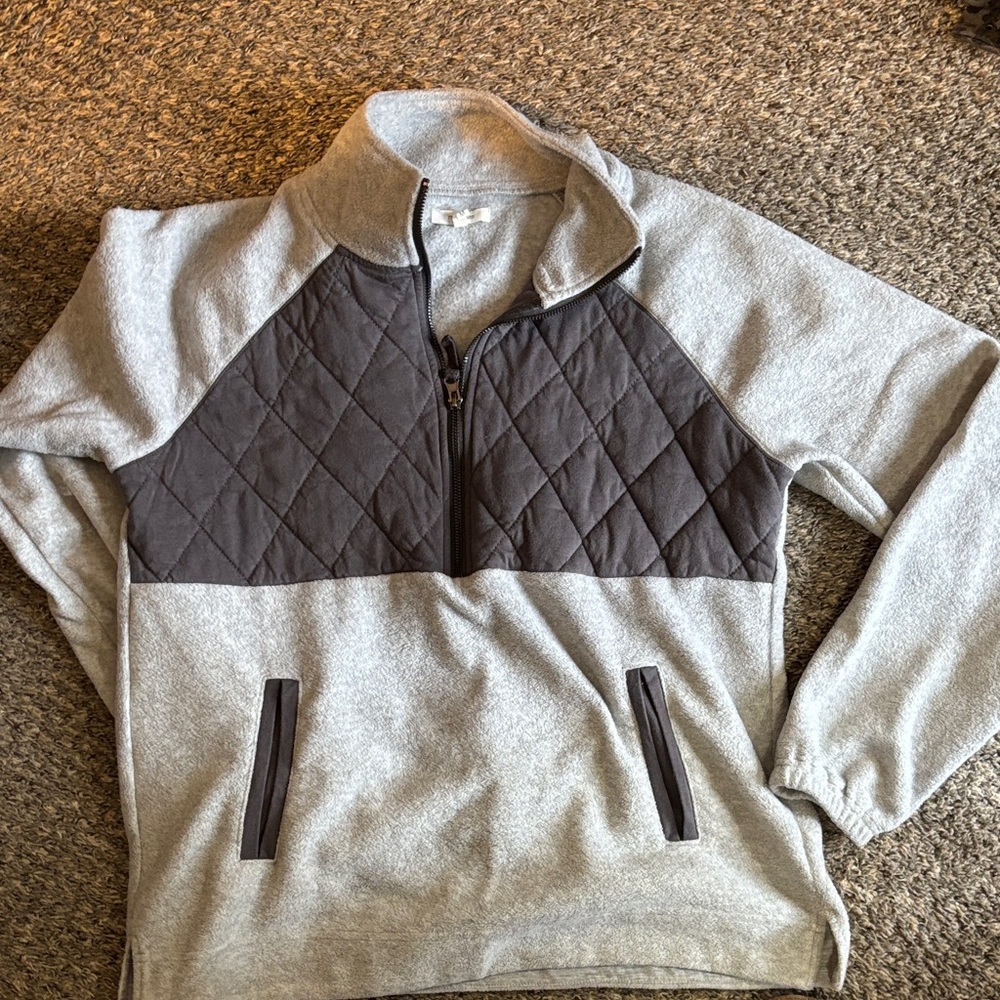 Maurices Gray and Brown Zip-Up Sweater